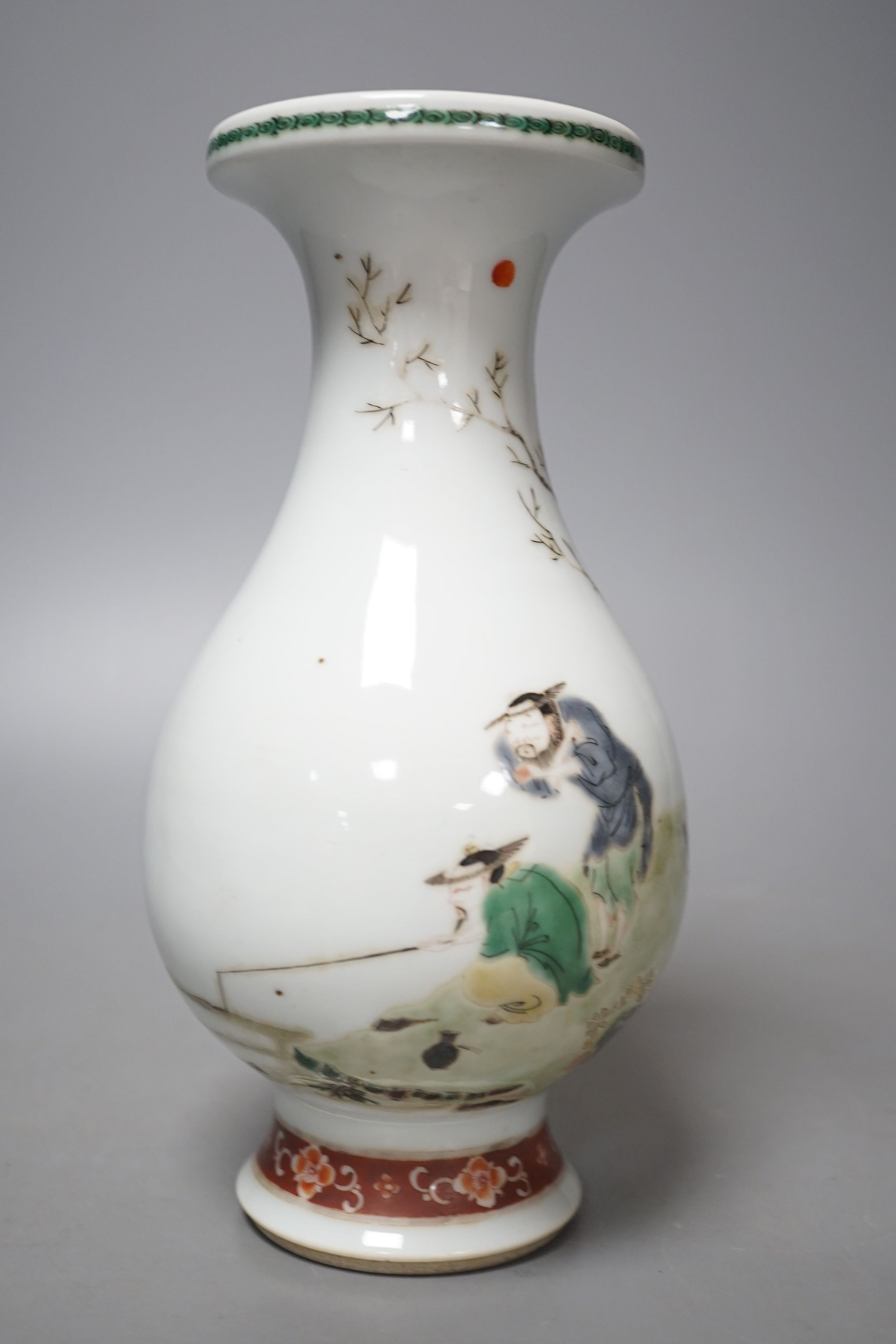 A Chinese famille rose vase - 22.5cm tall